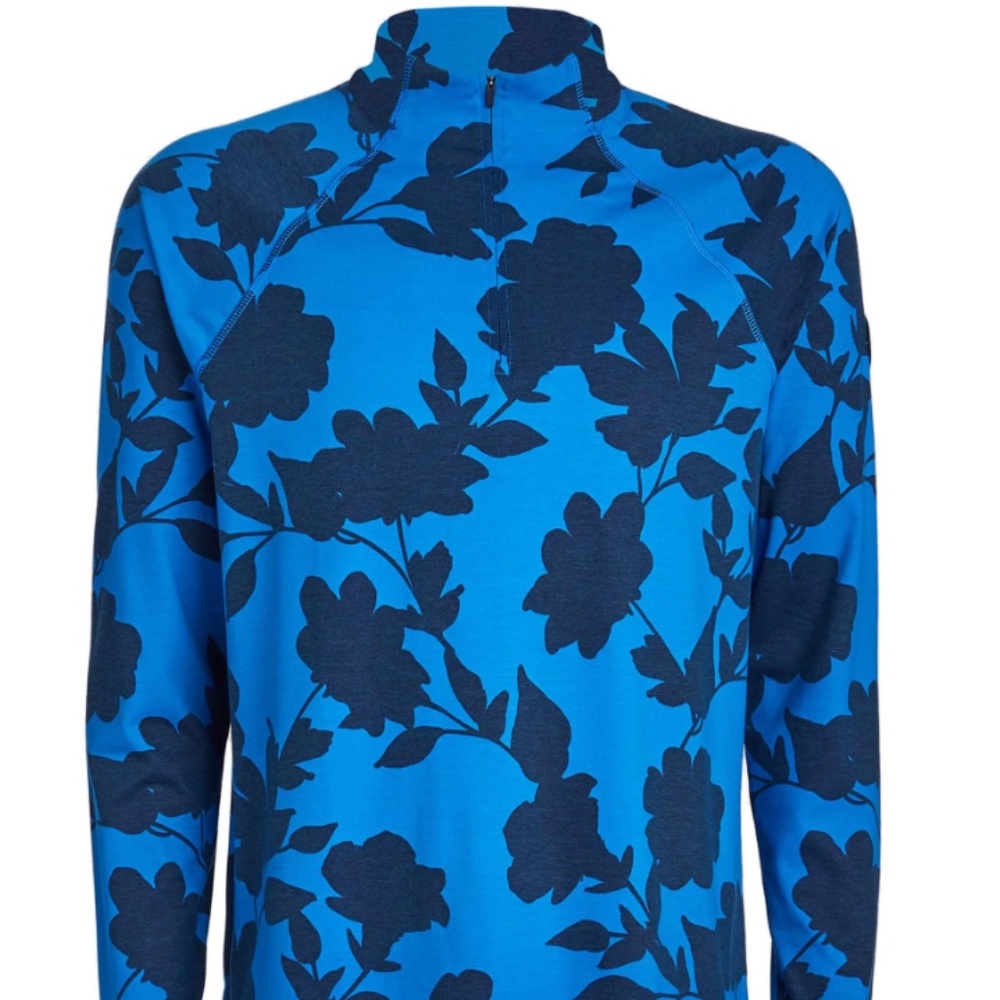 G/FORE Men's XL Tonal Floral Luxe Mens Golf 1/4 Zip  Racer Blue MSRP $155